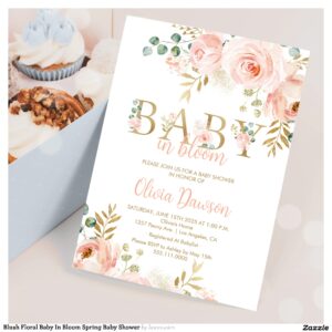 Blush Floral Baby In Bloom Spring Baby Shower Invitation