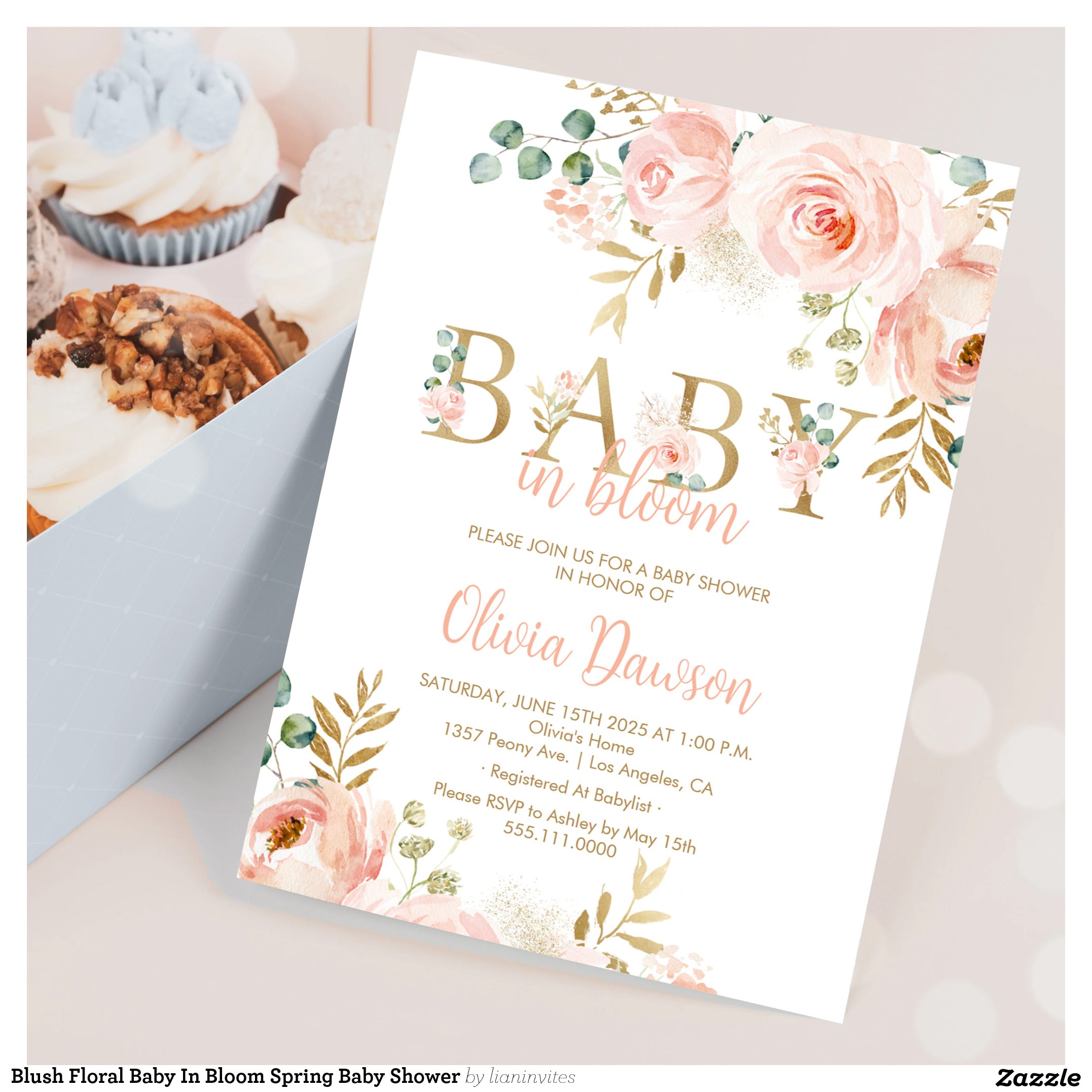 Blush Floral Baby In Bloom Spring Baby Shower Invitation