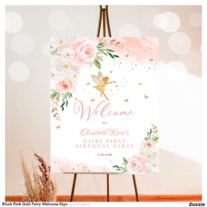 Blush Pink Gold Fairy Welcome Sign
