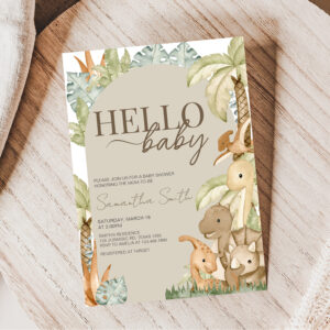 Boho Dinosaur Baby Shower Invitation