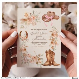 Boho Floral Western Bridal Shower Invitation