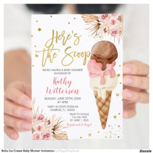 Boho Ice Cream Baby Shower Invitation
