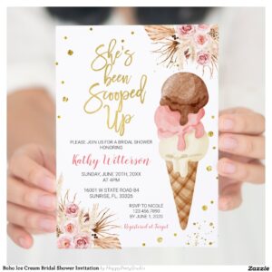 Boho Ice Cream Bridal Shower Invitation