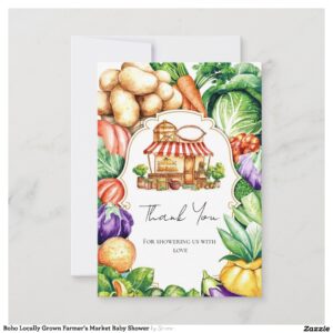 Boho Locally Grown Farmer's Market Baby Shower Thank You Card
