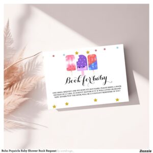Boho Popsicle Baby Shower Book Request Enclosure Card