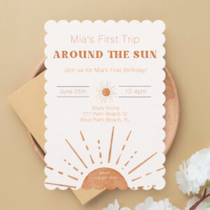 Boho Terracotta Orange First Trip Around The Sun Invitation