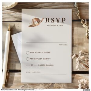 Boho Western Ranch Wedding RSVP Card