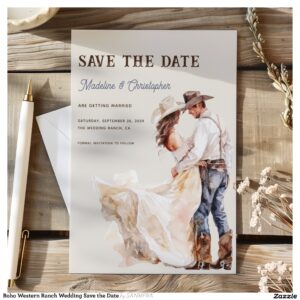 Boho Western Ranch Wedding Save the Date Invitation