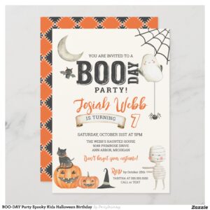 BOO-DAY Party Spooky Kids Halloween Birthday Invitation