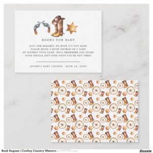 Book Request Cowboy Country Western Enclosure Card
