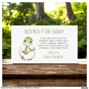 Books For Baby Cute Dinosaur Watercolor Shower Enclosure Card