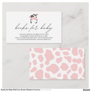 Books for Baby Pink Cow Rustic Western Country Enclosure Card
