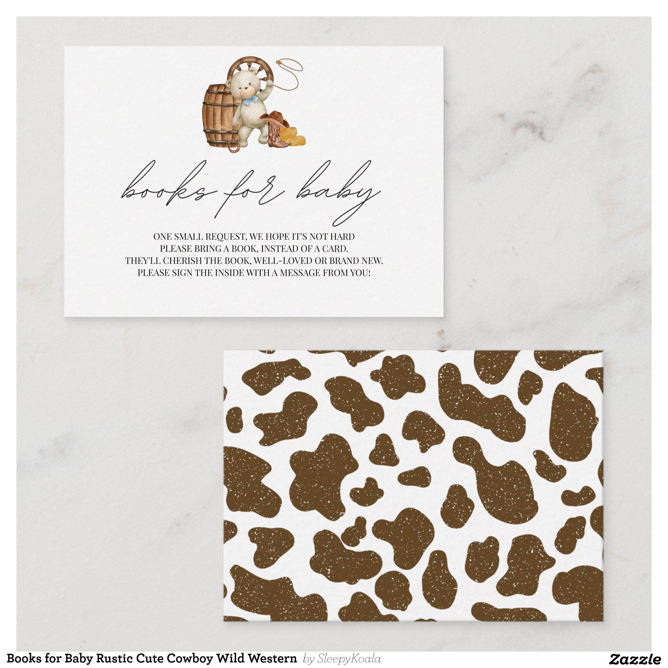 Books for Baby Rustic Cute Cowboy Wild Western Enclosure Card