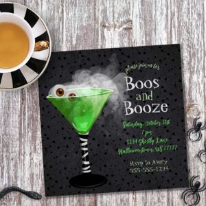 Boos and Booze Adult Halloween Cocktail Party Invitation