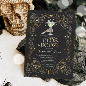 Boos And Booze Adult Halloween Gothic Party Invitation