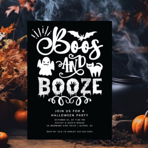Boos and Booze Adult Halloween Party Invitation