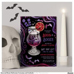Boos and Booze Halloween Costumes and Cocktails Invitation