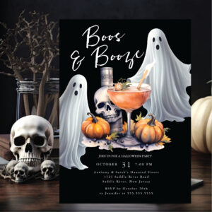 Boos and Booze Halloween Party Invitation