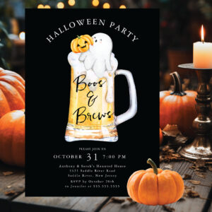 Boos and Brews Halloween Party Invitation