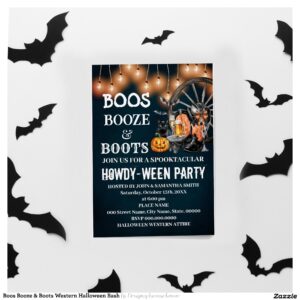 Boos Booze & Boots Western Halloween Bash Invitation