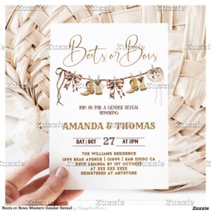 Boots or Bows Western Gender Reveal Invitation