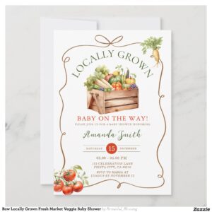 Bow Locally Grown Fresh Market Veggie Baby Shower Invitation