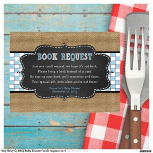Boy Baby Q, BBQ Baby Shower book request card