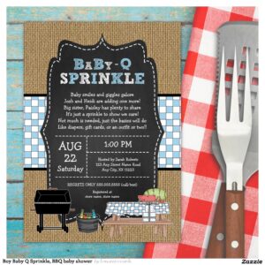 Boy Baby Q Sprinkle, BBQ baby shower Invitation