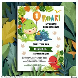 Boy Dinosaur Birthday Invitation