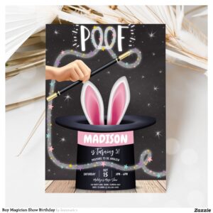 Boy Magician Show Birthday Invitation