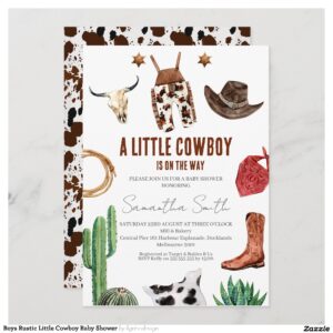 Boys Rustic Little Cowboy Baby Shower Invitation