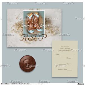 Bridal Boots with Dried Baby's Breath RSVP Card
