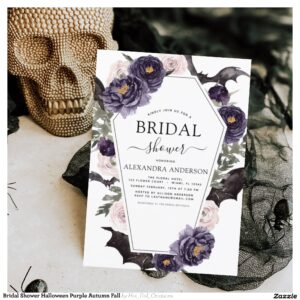 Bridal Shower Halloween Purple Autumn Fall Invitation
