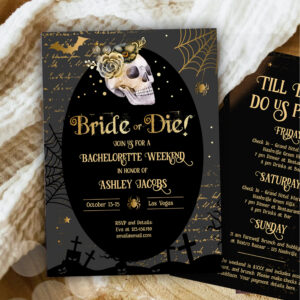 Bride or Die Halloween Bachelorette Weekend Invitation
