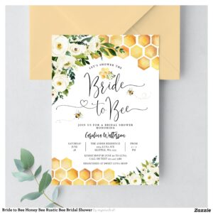 Bride to Bee Honey Bee Rustic Bee Bridal Shower Invitation