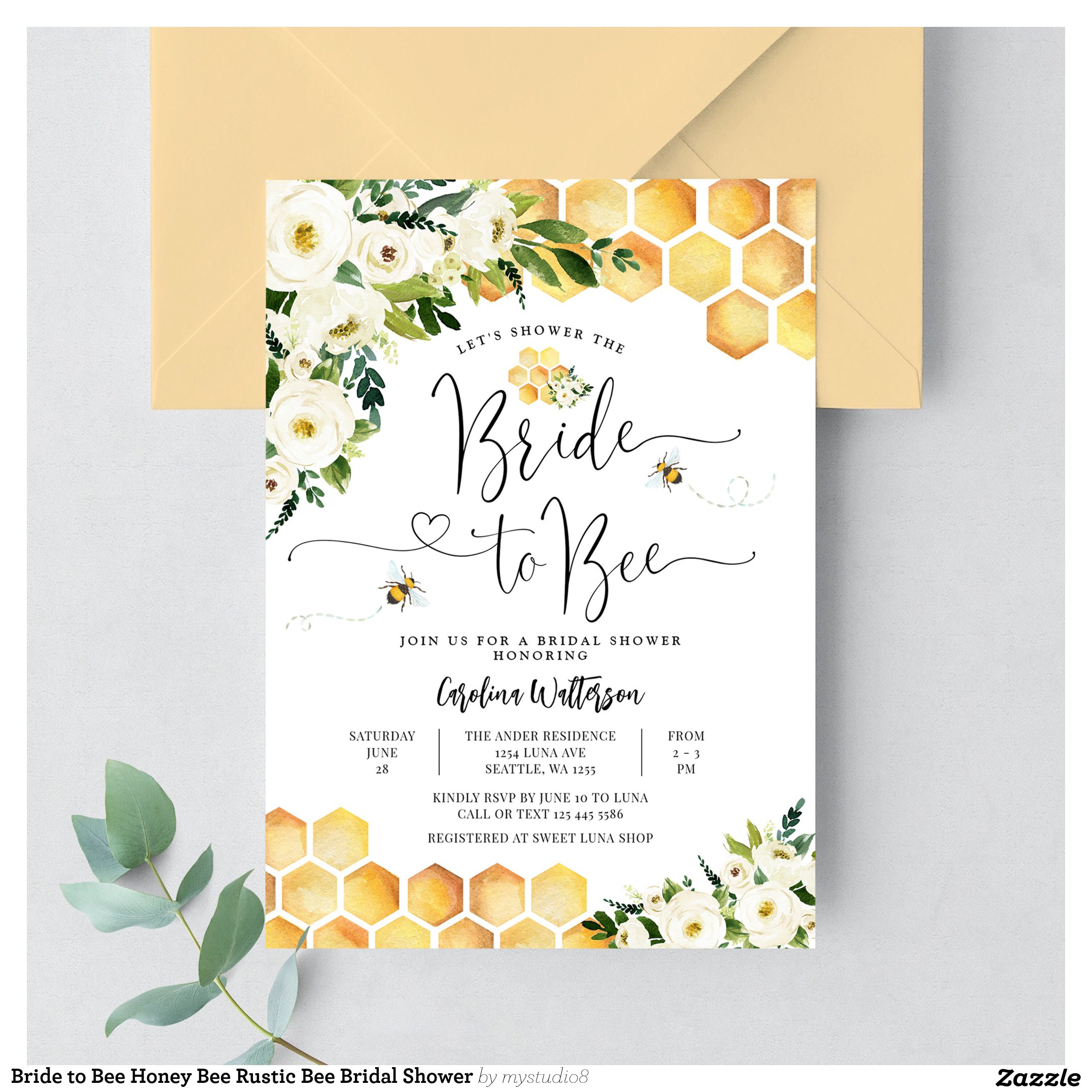 Bride to Bee Honey Bee Rustic Bee Bridal Shower Invitation