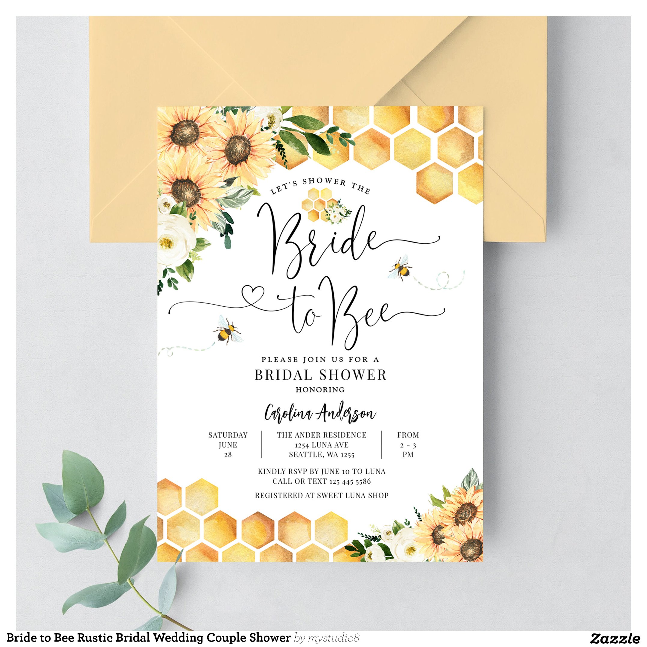 Bride to Bee Rustic Bridal Wedding Couple Shower Invitation