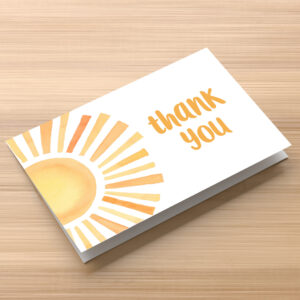 Bright colorful sunshine boho watercolor thank you card