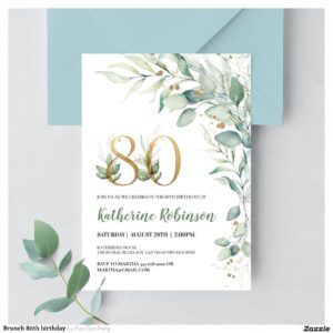 Brunch 80th birthday invitation