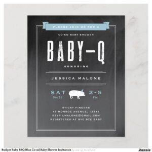 Budget Baby BBQ Blue Co-ed Baby Shower Invitation
