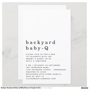 Budget Backyard Baby Q BBQ Shower Simple Invite