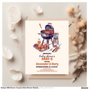 Budget BBQ Rustic Couples Baby Shower BabyQ Flyer