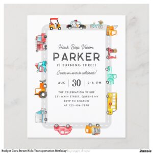 Budget Cars Street Kids Transportation Birthday