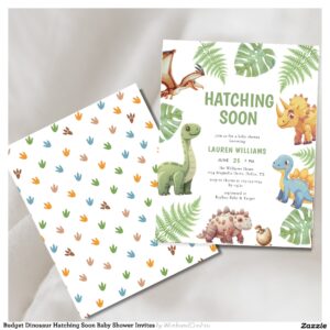 Budget Dinosaur Hatching Soon Baby Shower Invites Flyer