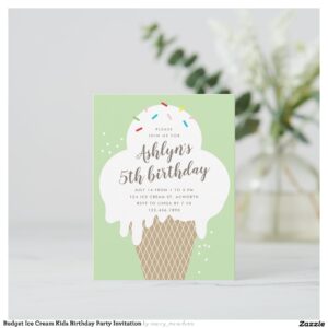 Budget Ice Cream Kids Birthday Party Invitation Postcard