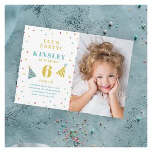 Budget Paper Sprinkle Kids Birthday Invitation