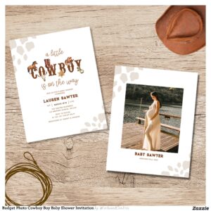 Budget Photo Cowboy Boy Baby Shower Invitation Flyer