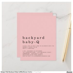 Budget Pink Backyard Baby Q BBQ Shower Invite