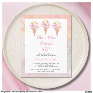 Budget She's Been Scooped Up Bridal Shower Invite