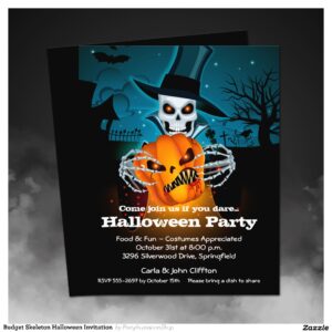 Budget Skeleton Halloween Invitation Flyer